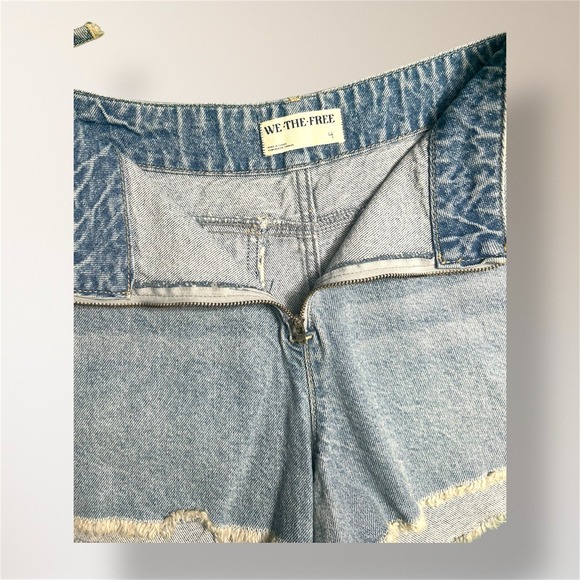 Free People Emmy Denim Skort Light Blue Wrap Asymmetric Side Tie Raw Hem Size 4 - Picture 8 of 11
